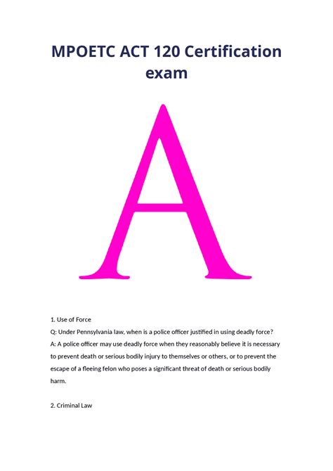 MPOETC ACT 120 Certification Exam: Key Concepts and Practice Questions ...