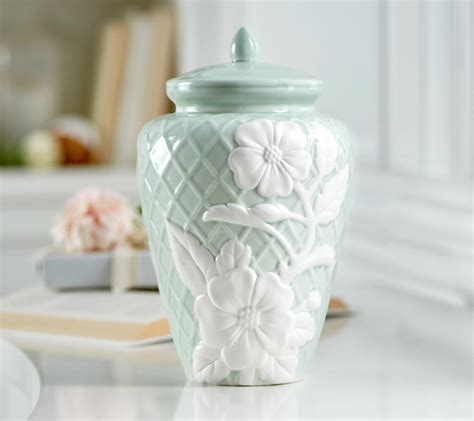 10" Illuminated Floral Embossed Porcelain Ginger Jar by Valerie - QVC.com