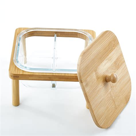 Buy Vamos Istana Glass Serving Dish with Bamboo Stand from Home Centre ...