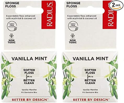 RADIUS Organic Dental Floss, Vanilla Mint, 3 Count, 55 yards, Vegan ...