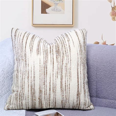 Amazon.com: Virexen Textured Boucle Pillow Covers 18x18 Brown and Cream ...