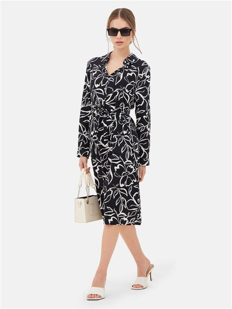 Cecilia Monochromatic Floral Printed Shirt Dress | Shop Now – KAZO