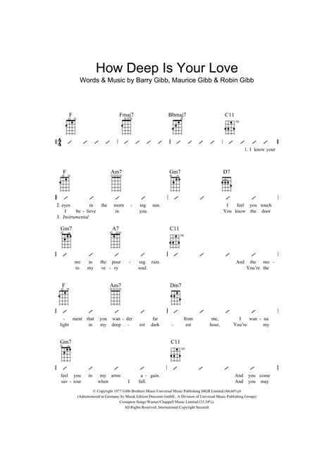 How Deep Is Your Love by Bee Gees Sheet Music for Ukulele Chords/Lyrics at Sheet Music Direct