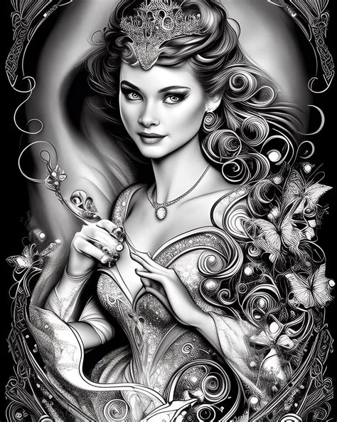 Cinderella Black And White Sketches