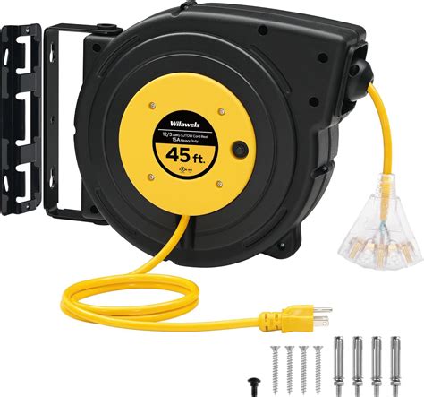 Amazon.com: Geevorks Retractable Extension Cord Reel, 50+4.5FT ...
