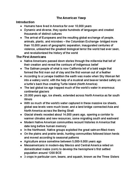 The American Yawp Chapter 1 Notes - The American Yawp Introduction ...