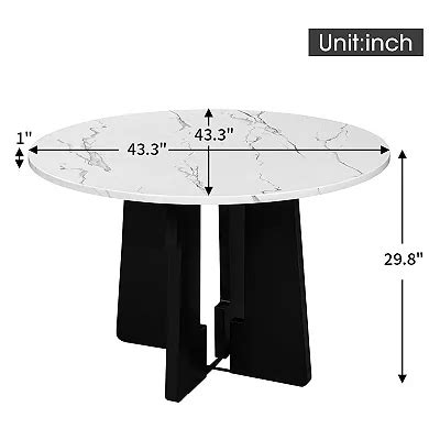 Merax Round Dining Table for 4, 43-Inch Faux Marble Top, Mid-Century ...