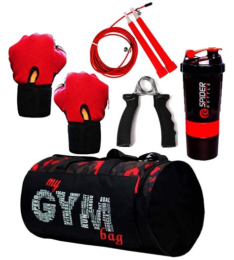 Toyshine Fitness Combo, Gym Bag, Gloves, Sports Shaker, Skipping Rope ...