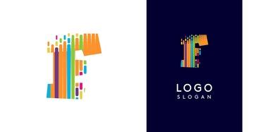 Colorful stripes transitioning into pixellike elements fat logo ...