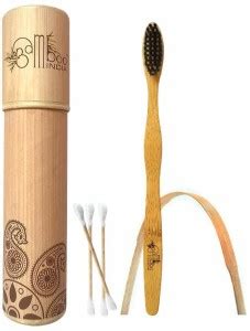Bamboo India Bamboo Toothbrush With Tongue Cleaner, Earbuds, Soft ...