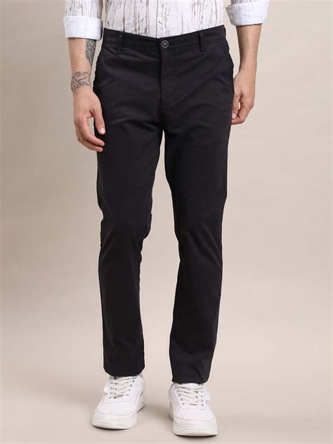 Black Twill Cotton Stretch Slim Fit Trouser | Turtle