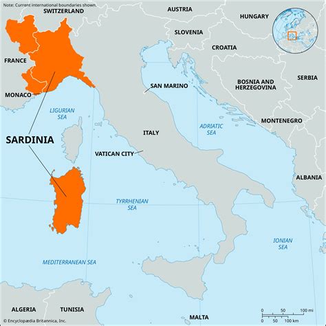 sardinia on world map