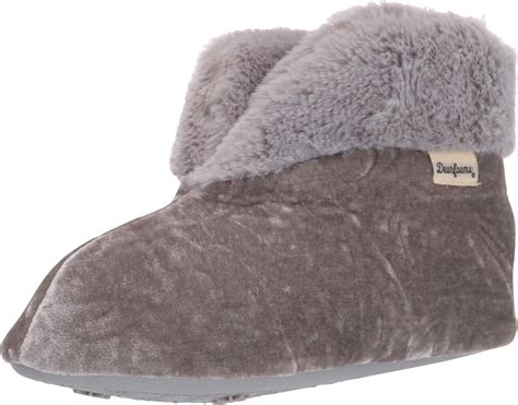 Amazon.com | Dearfoams Women's Sadie Embossed Velour Bootie Slipper ...