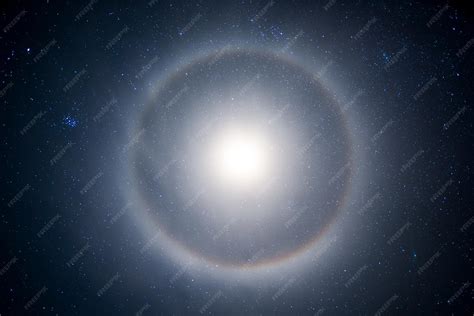 Premium Photo | Halo from the moon in the starry sky at night a lunar ...