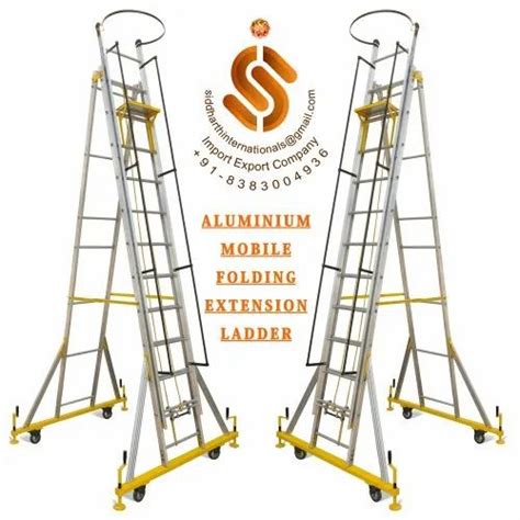 Industrial Ladders - 35 Ft Aluminium Mobile Folding Extension Ladder ...