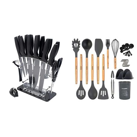 Buy AGARO Grand 17Pcs Kitchen Knife Set with Acrylic Stand (13 Knifes ...