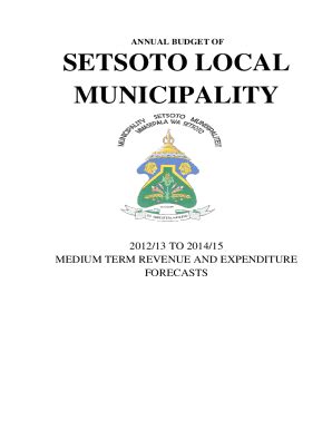 Fillable Online Setsoto Local Municipality Annual Budget 2012/13-2014/ ...
