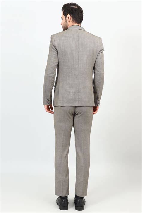 Buy Wintage Men's Poly Viscose Grey Three Piece Suit : Grey