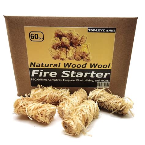 Buy Natural Wood Charcoal Fire Starters 60 for Fireplace,Wood Stove,BBQ ...