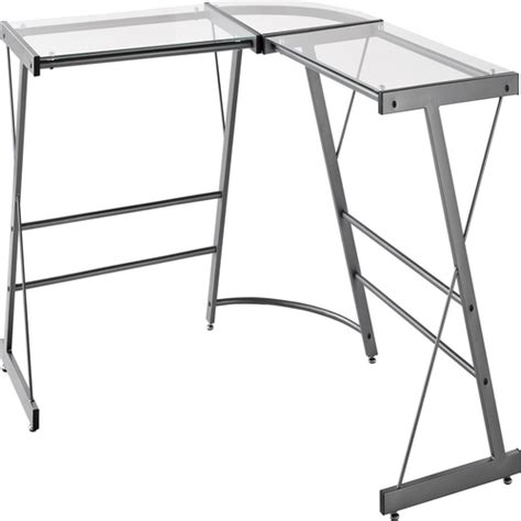 Ameriwood Home Glass L-Shaped Computer Desk Gray | Ubuy India