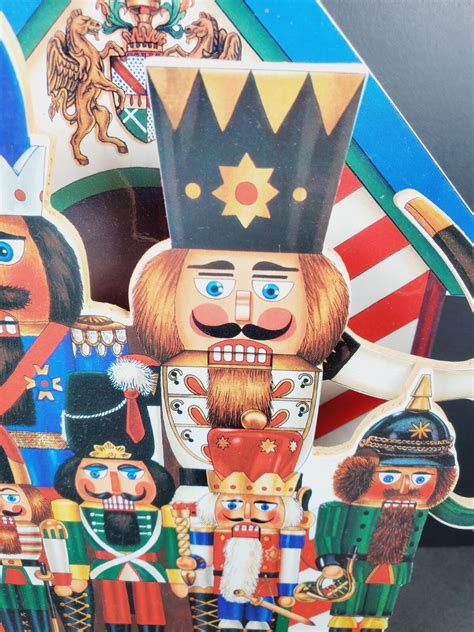 VTG 11" Wooden 3D Wind-Up Music Box 4 NUTCRACKERS HANDS MOVE UP/ DOWN ...