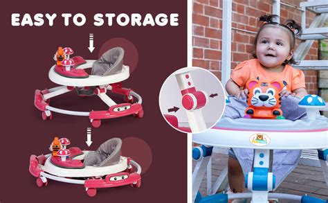 Buy PLAYROOTS Mini Lion Face Baby Walker with 2-Level Adjustable Height ...