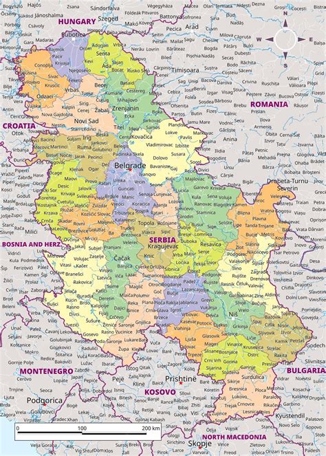 Premium Vector | Detailed political map of Serbia