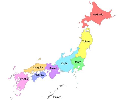 Map of Japan regions: political and state map of Japan