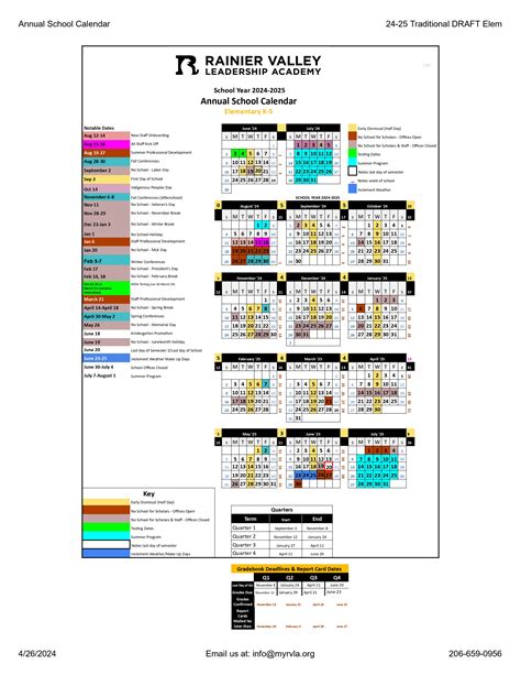 School Calendar - Rainier Valley Leadership Academy