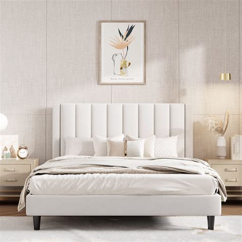 Mercer41 Stauton Upholstered Platform Bed with Velvet and Striped ...