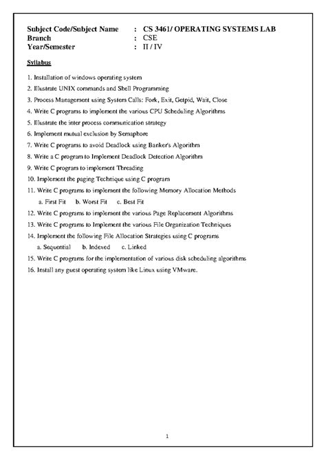 OS LAB Manual new - Subject Code/Subject Name : CS 3461/ OPERATING ...