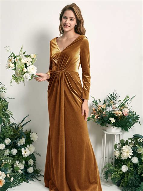 Gold Long Sleeve Bridesmaid Dresses
