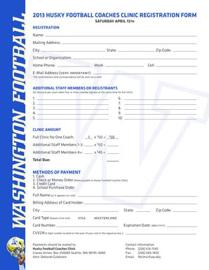 2012 WA Husky Football Coaches Clinic Registration Form Fill Online ...