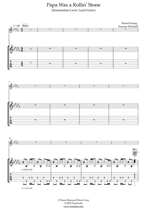 Papa Was a Rollin' Stone (Nivel Intermedio, Primera Guitarra) (The ...
