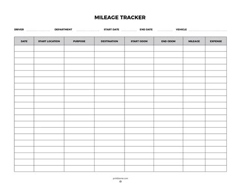 FREE Printable Mileage Log PDF - 16 Business Vehicle Mileage Trackers