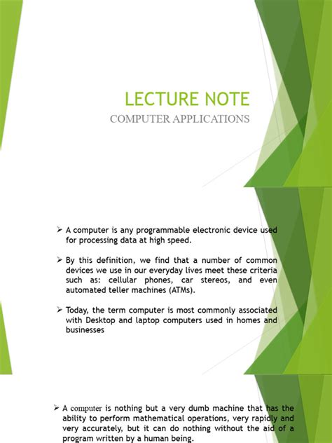 Image result for Lecture Note On Application of Computer