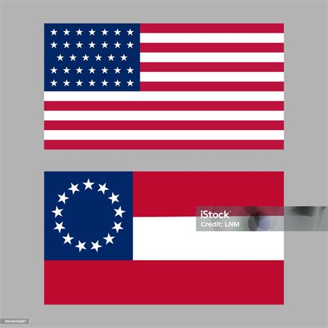 Usa Civil War Flag Set Stock Illustration - Download Image Now - Flag ...