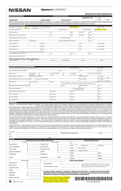 Nissan Credit Application Form ≡ Fill Out Printable PDF Forms Online