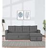 Adorn India Tyler L Shape 6 Seater Corner Sofa Cum Bed RHS (Grey) (3 ...