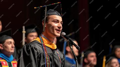 Premium Photo | Graduation Ceremony Speech Confident Male Graduate Speaking