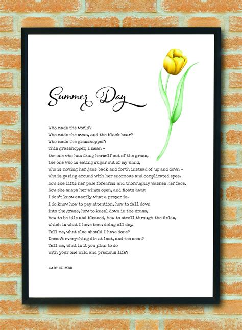 Summer Day Mary Oliver Poem Strength Motivation - Etsy