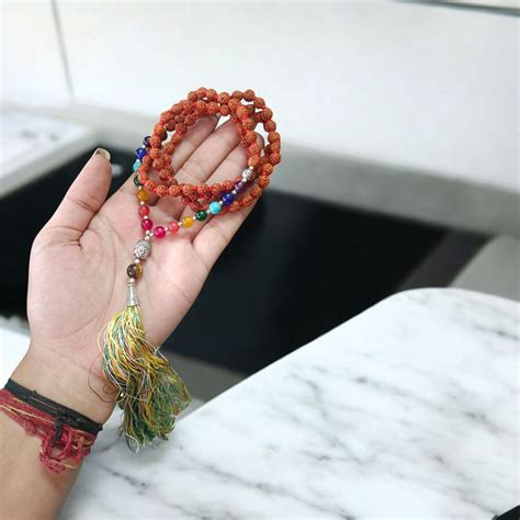7 Chakra Mala with 5 Mukhi Rudraksha - Balance, Protection & Spiritual ...