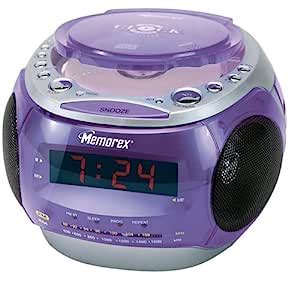 Memorex MC285101 Dual Alarm AM/FM/CD Clock Radio (Translucent Purple ...
