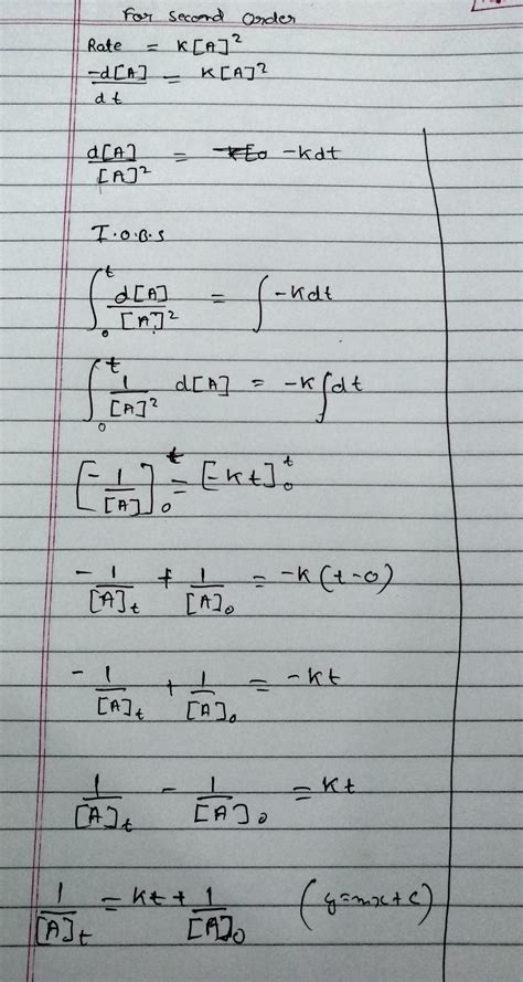 Derive integrated rate equation for second order reaction - Brainly.in