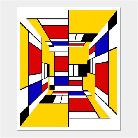 Mondrian Cube Wall Art Print | Geometric Abstract Painting