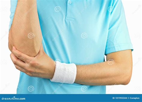 Tennis Player with Elbow Injury Stock Photo - Image of limb, isolated: 101993344