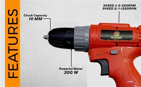 Intenzo Cordless with two speed & quick change 12V Double battery chuck ...