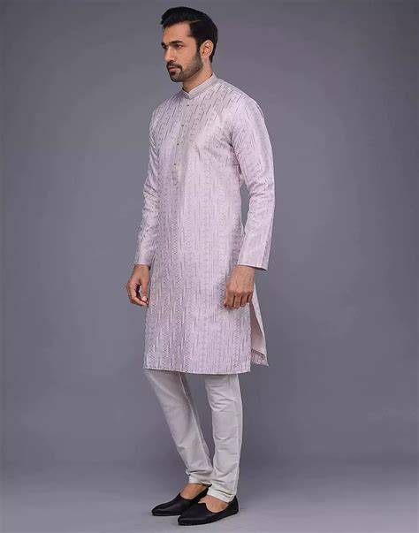 Lavender Embroidered Kurta Set with Embellished Work – South India ...