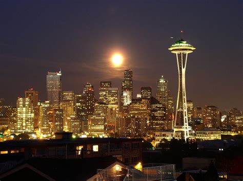 Seattle At Night From