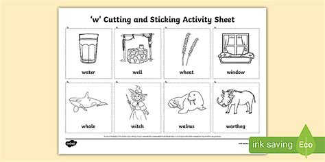 'w' Cutting and Sticking Activity